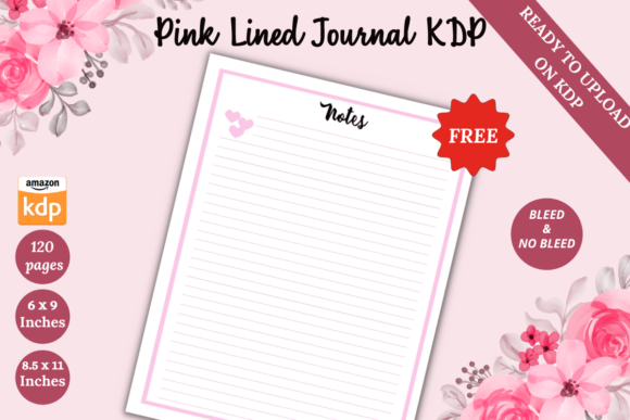 Download FREE Pink Lined Journal KDP Interior - Pink Collection