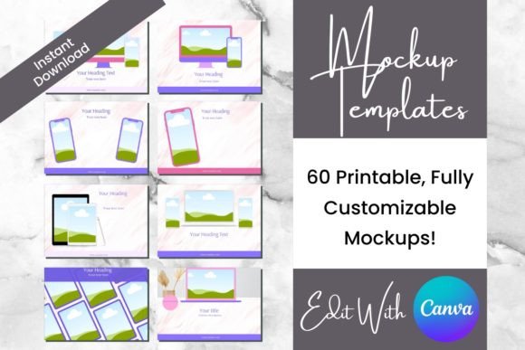 Download 60 Digital Product Mockups - Pink Purple - Pink Collection
