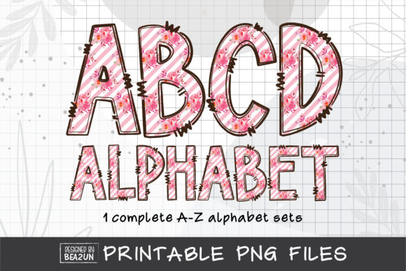Download Pink Rose Stripe Alphabet Sublimation - Pink Collection