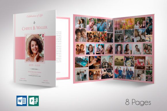 Download White Pink Tabloid Funeral Program Word - Pink Collection